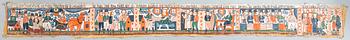 A folk art traditional wall painting from Småland/Halland first half of the 19th century.