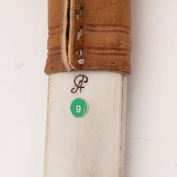 A reindeer horn knife by Andreas Poggats, before 1963, signed.