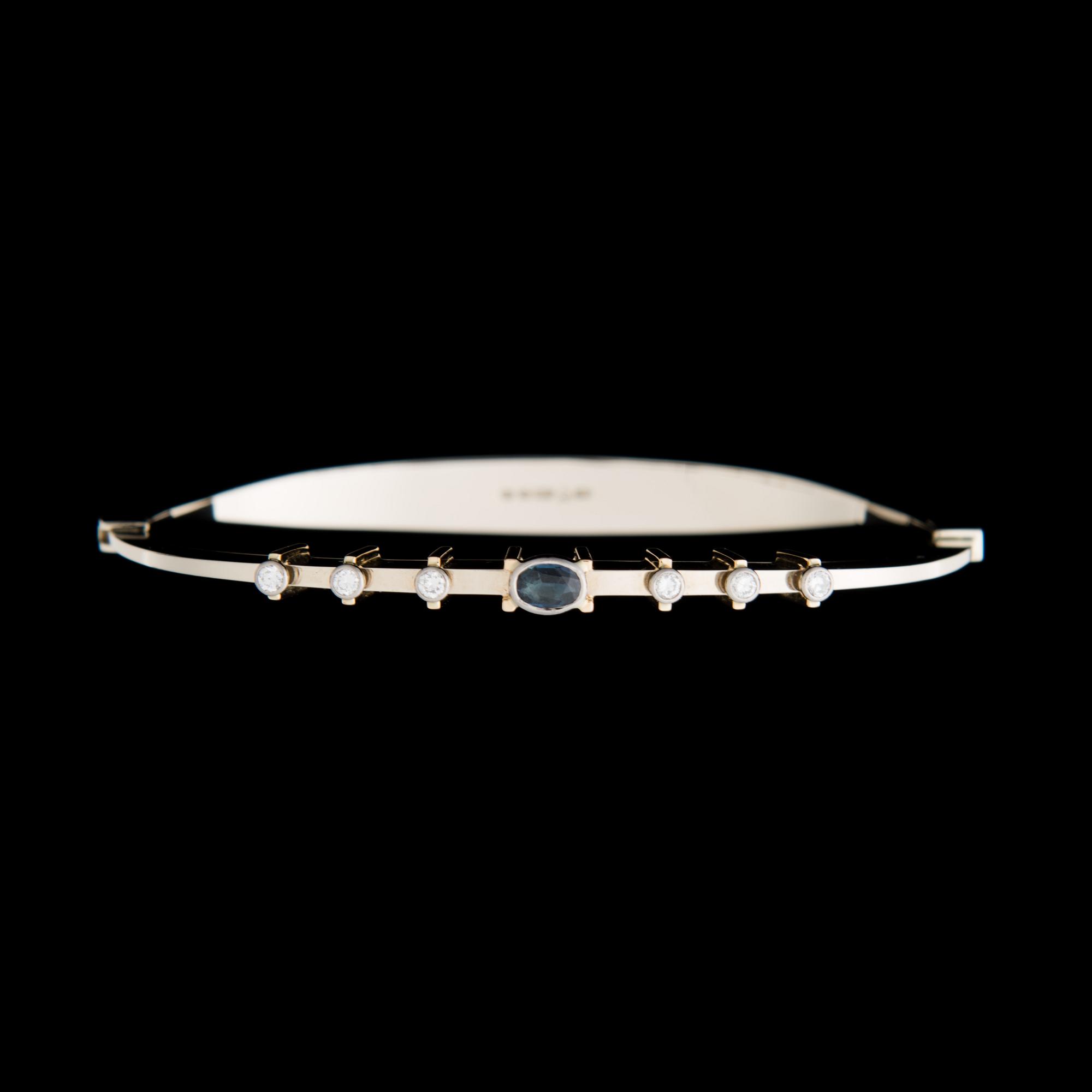 ELIS KAUPPI, BRACELET, facetted sapphire, brilliant cut diamonds, 18K gold. Kupittaan Kulta, Turku Finland 1982.