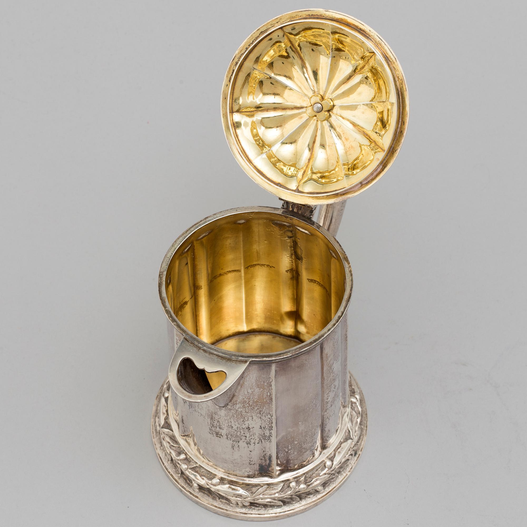 KANNA med lock, silver, Indien 1900-tal. Louis XVI-stil.