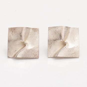 Björn Weckström, A pair of stelring silver earrings "Shields". Lapponia.