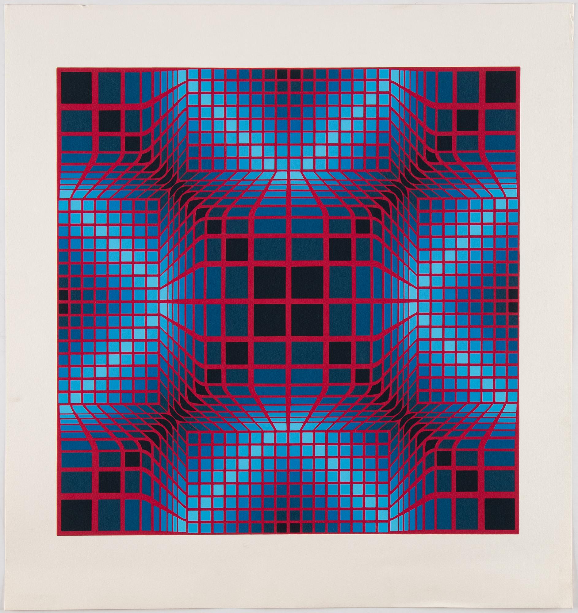 Victor Vasarely, silkscreen in colours, 2, unsigned.