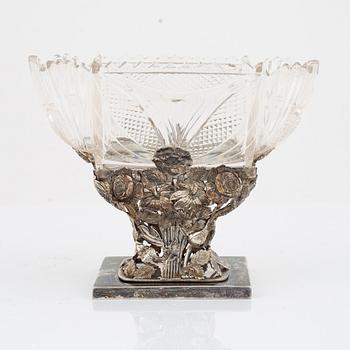 Johann Bernhard Breymann, a silver and glass bowl, Dresden, mid 19th century.