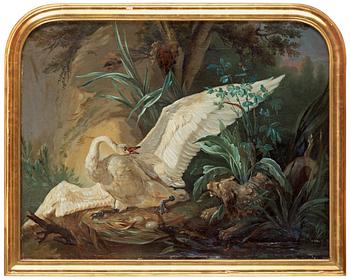 223. Johan Pasch Attributed to, Motif with hound. Motif with swan.