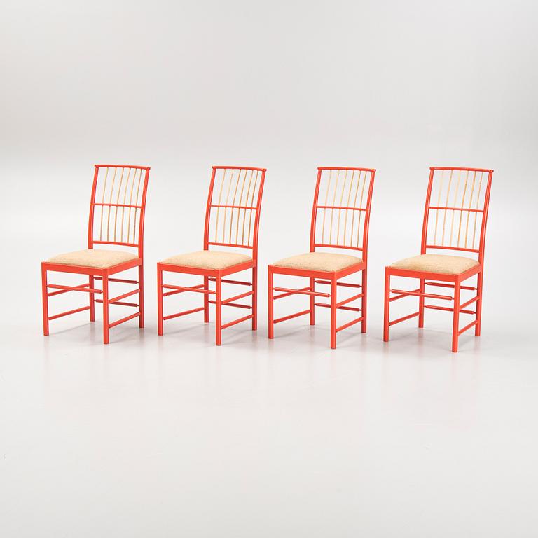 Josef Frank, a set of four model '2025' chairs, Firma Svenskt Tenn, post 1985.