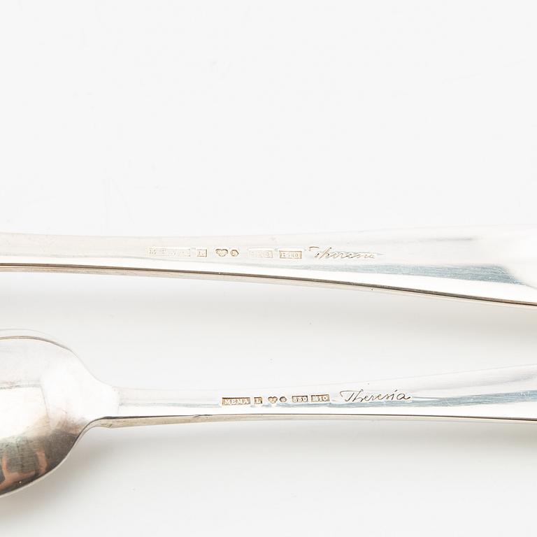 Spoons, 12 + 12, "Theresia", silver, MEMA, Lidköping, 1970s-1980s.
