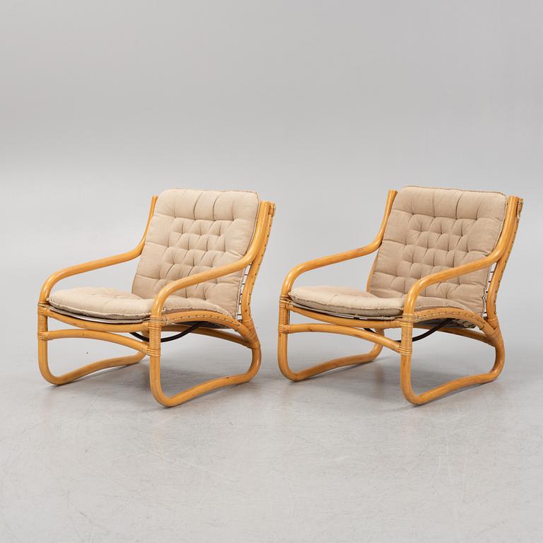 A bamboo and rattan three-piece 'Baden' furniture suite, IKEA, 1970's.
