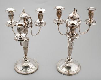 KANDELABRAR, 1 par, nysilver, 1800-/1900-tal.