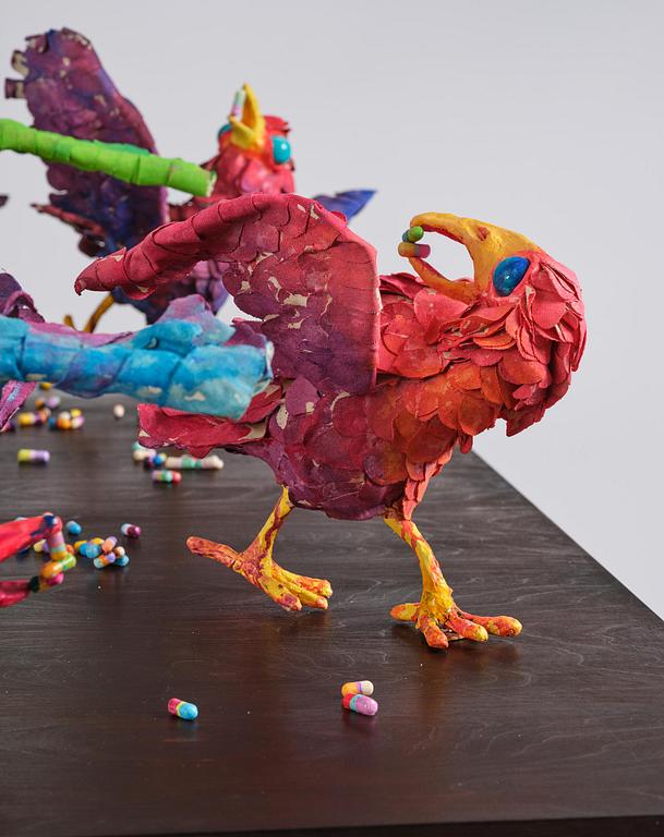 Nathalie Djurberg & Hans Berg, "A Thief Caught in the Act (Flock of Birds)".