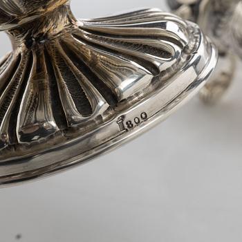 A silver sugar bowl and a set with creamer and sugar bowl, silver, 20th century.