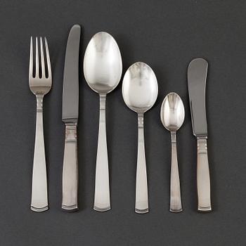 BESTICKUPPSÄTTNING, 60 delar, silver, GAB, modell "Rosenholm", Stockholm, 1900-talets andra hälft. Vikt ca 2296 gram.