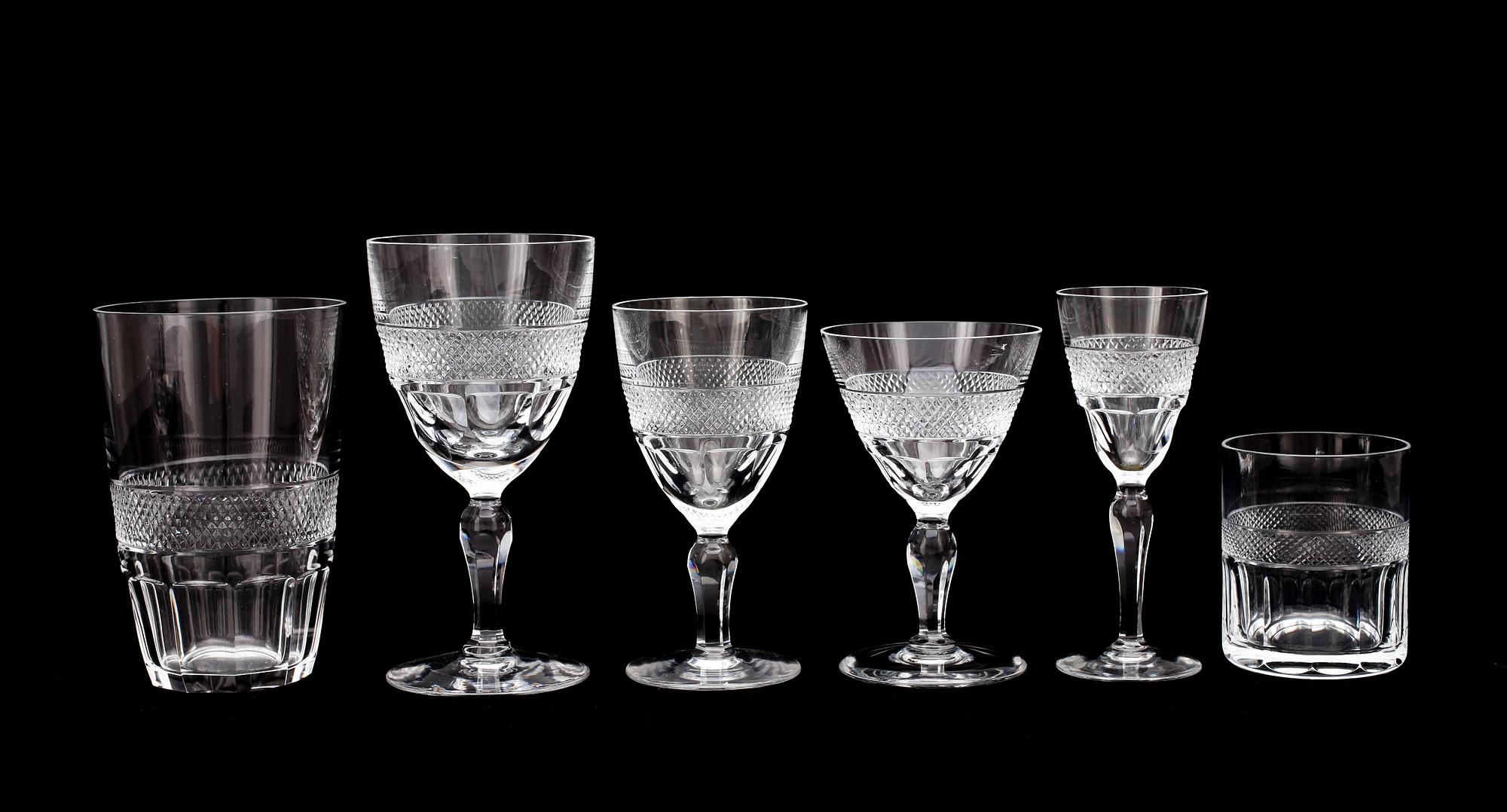 GLASSERVIS, 44 delar, "Rio", Edvard Hald, Orrefors, 1900-talets mitt.