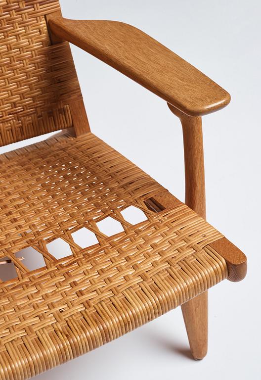 Hans J. Wegner, a pair of oak and rattan 'CH-27' chairs, Carl Hansen & Son, Denmark.