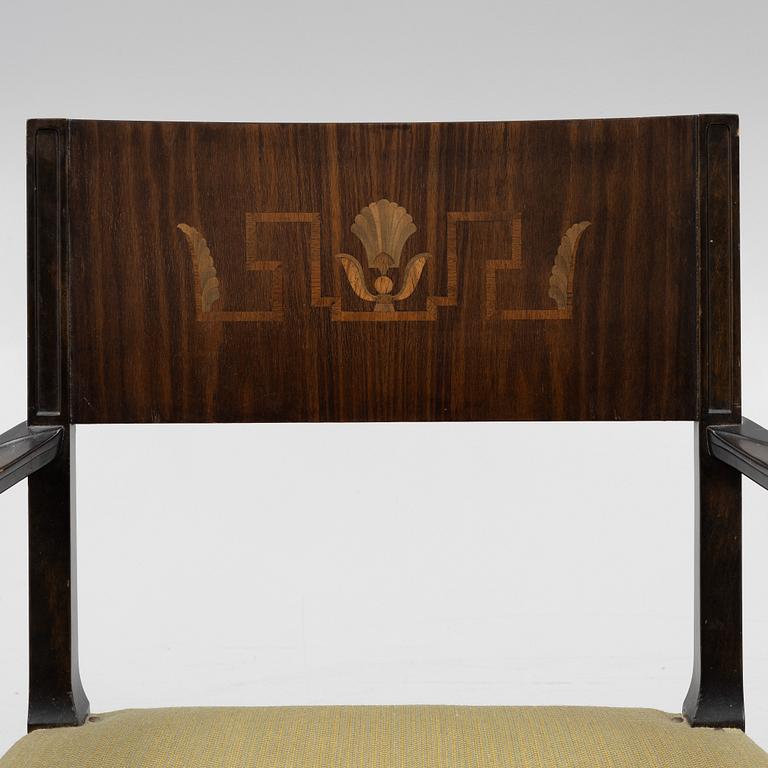 A pair of 'Rosenborg' Swedish Grace armchairs, Seffle Möbelfabrik, 1920s/30s.