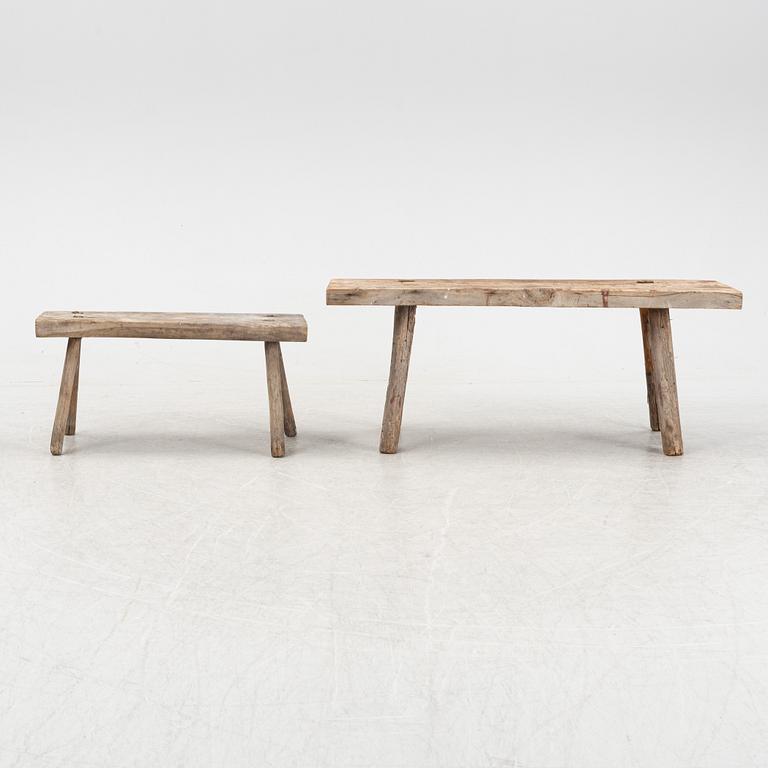 Two pine benches, 18thCentury.