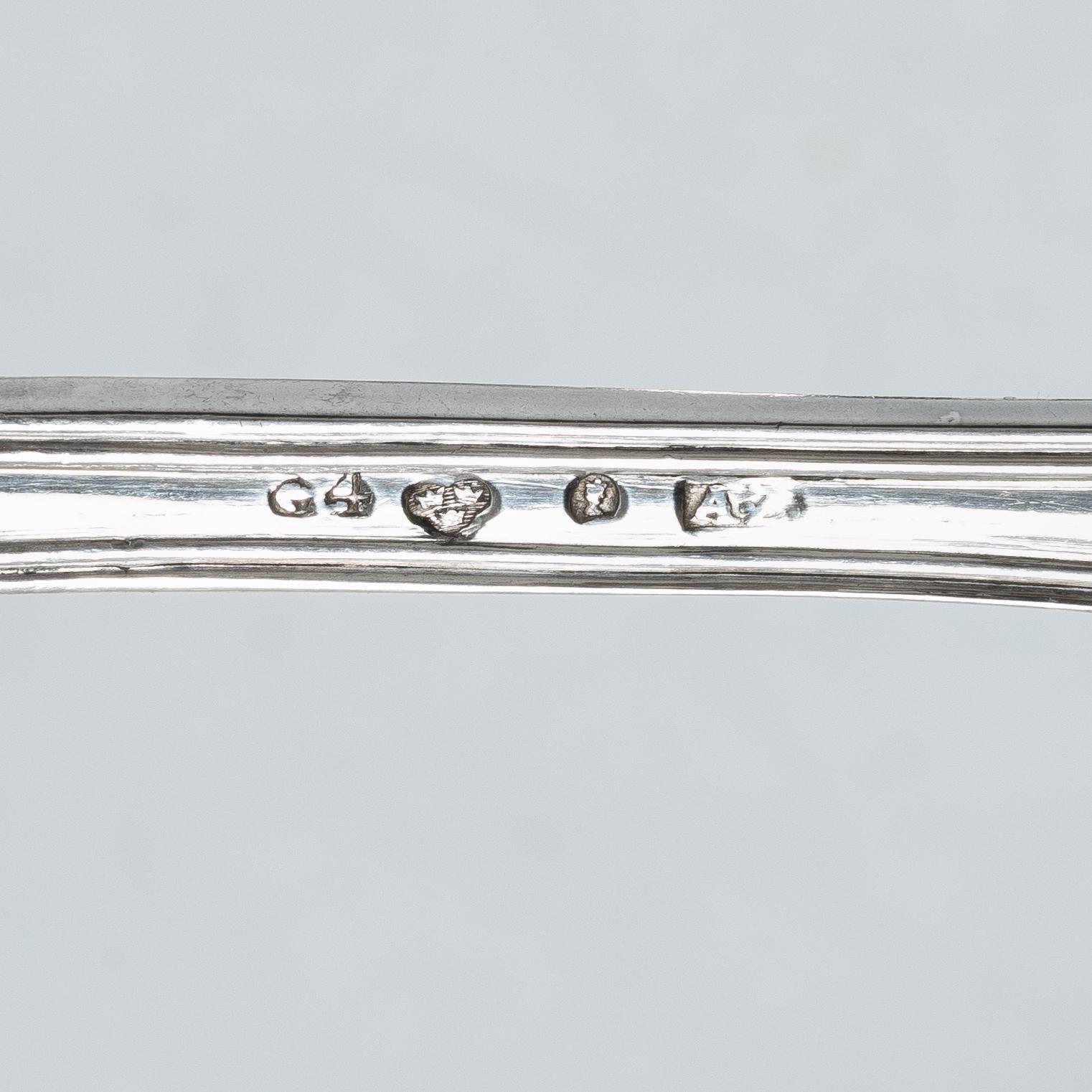 Adolf Zethelius, Gafflar, 12 st, silver, Stockholm 1837.
