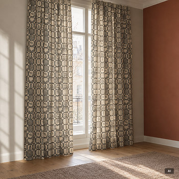 Stig Lindberg, Curtains, 6 lengths, in the “Fruktlåda” pattern.