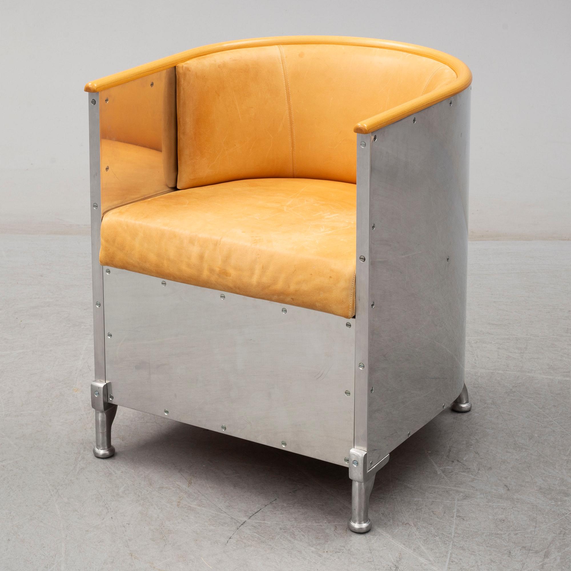 MATS THESELIUS, fåtölj, "Aluminium", Källemo, formgiven 1990.