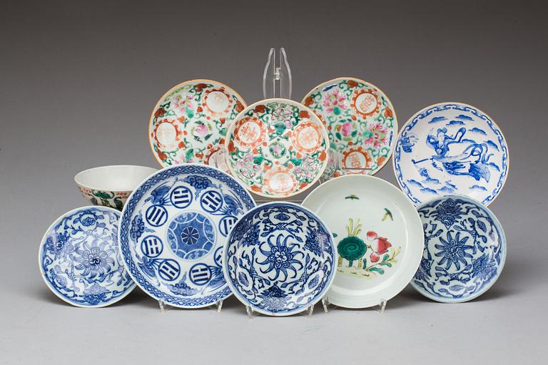 ASSIETTER MM, 10 delar, porslin, Kina 1800 och 1900-tal.