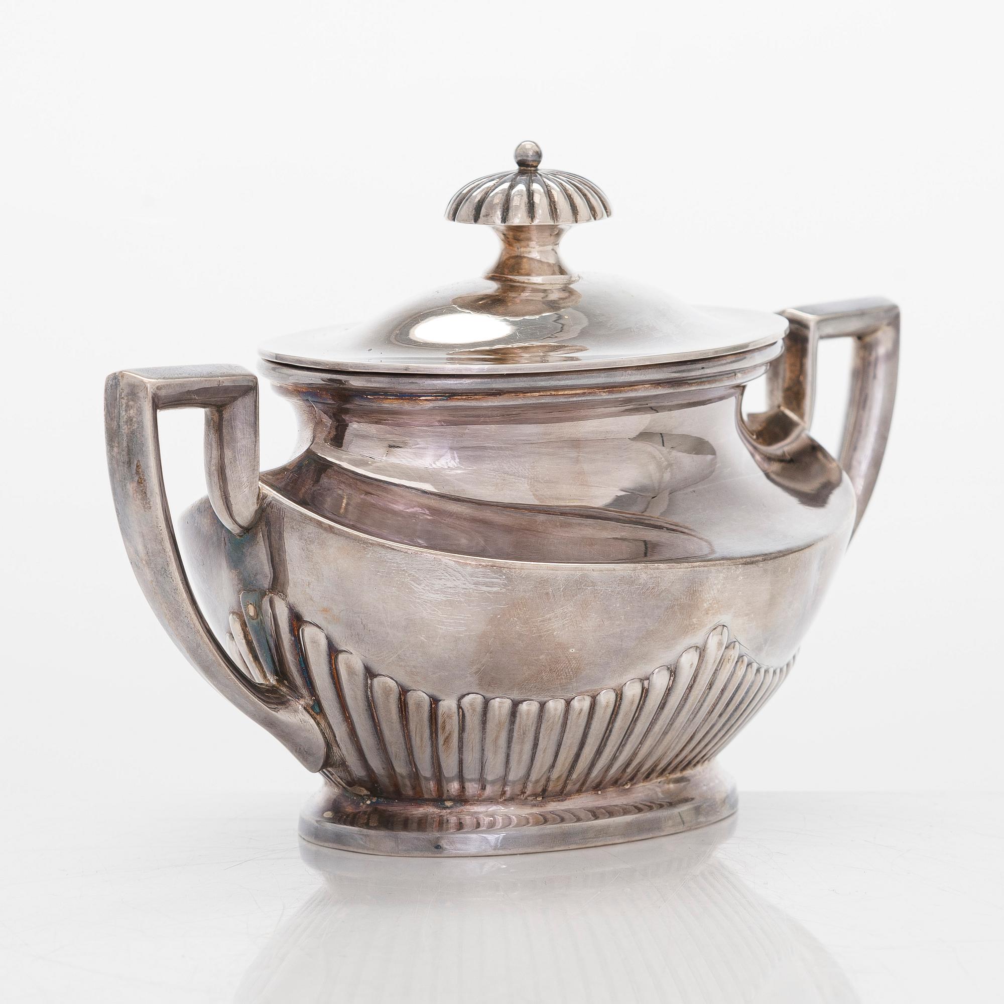 A three-piece silver coffee set, Germany 20th century, Finnish control marks stamped in 1966.