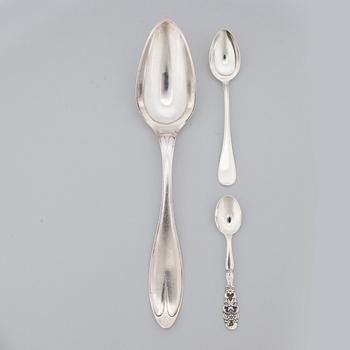 SKEDAR, 6+6+6, silver, bla Gustaf Henrik Sidwall i Norrköping, 1800-1900-tal. Tot ca 600 gram.