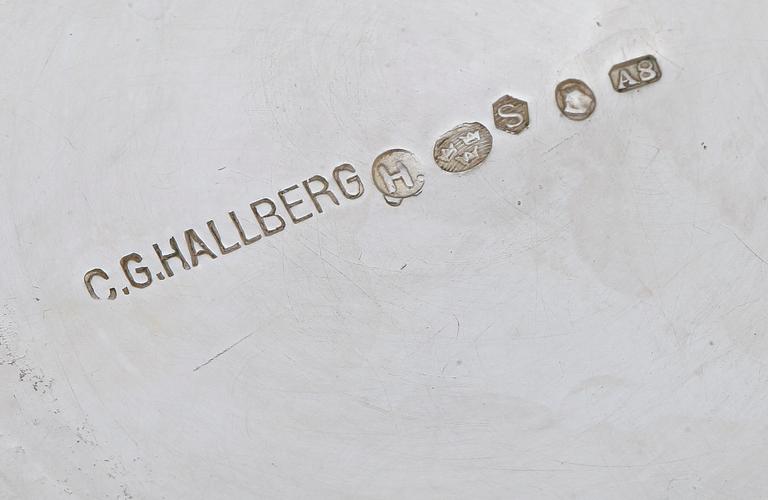 KAFFESERVIS, 3 delar, C.G. Hallberg, 1918 och 1927. Tot ca 965 gr.