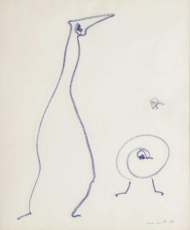 Max Ernst, chalk on paper, signed and dated -65.