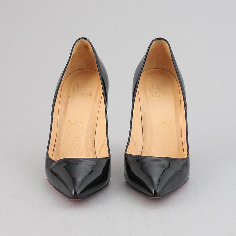 Christian Louboutin, a pair of patent leather high heel shoes, size 37 ½.