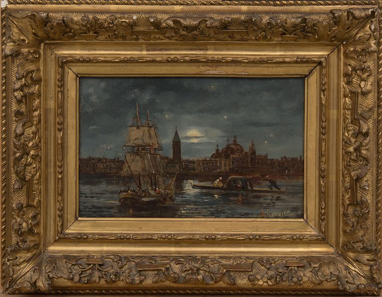 OKÄND KONSTNÄR, olja på pannå. Signerad.