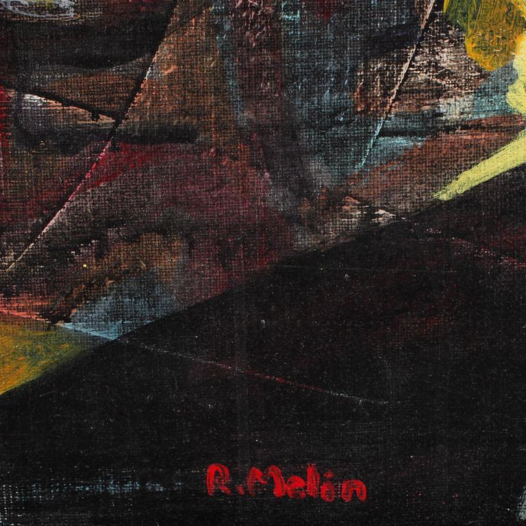 ROBERT MELIN, triptyk, olja på duk. Sign.