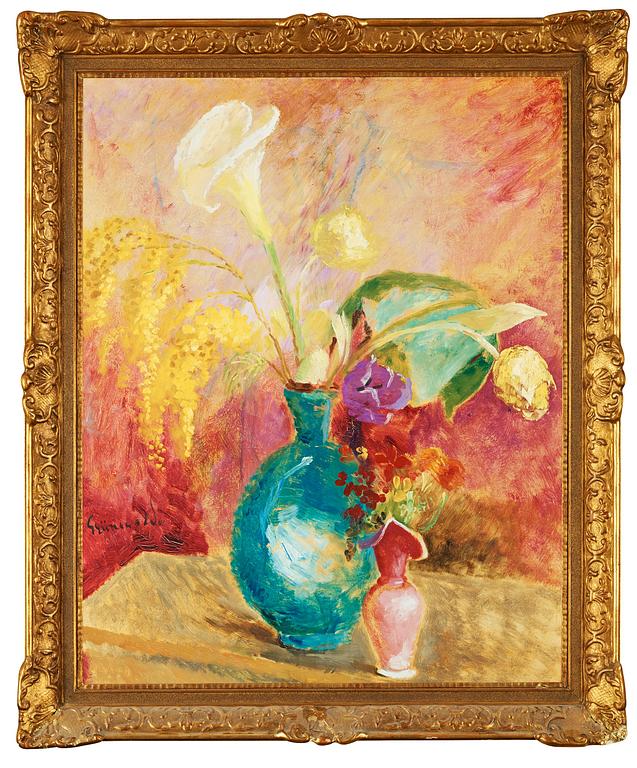 Isaac Grünewald, Still life with flowers in a vase.