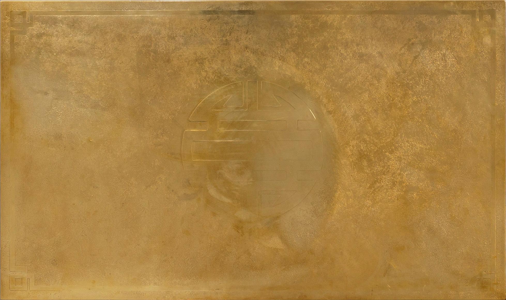 Georges Mathias coffee table whit brass top, signed, 1980's.