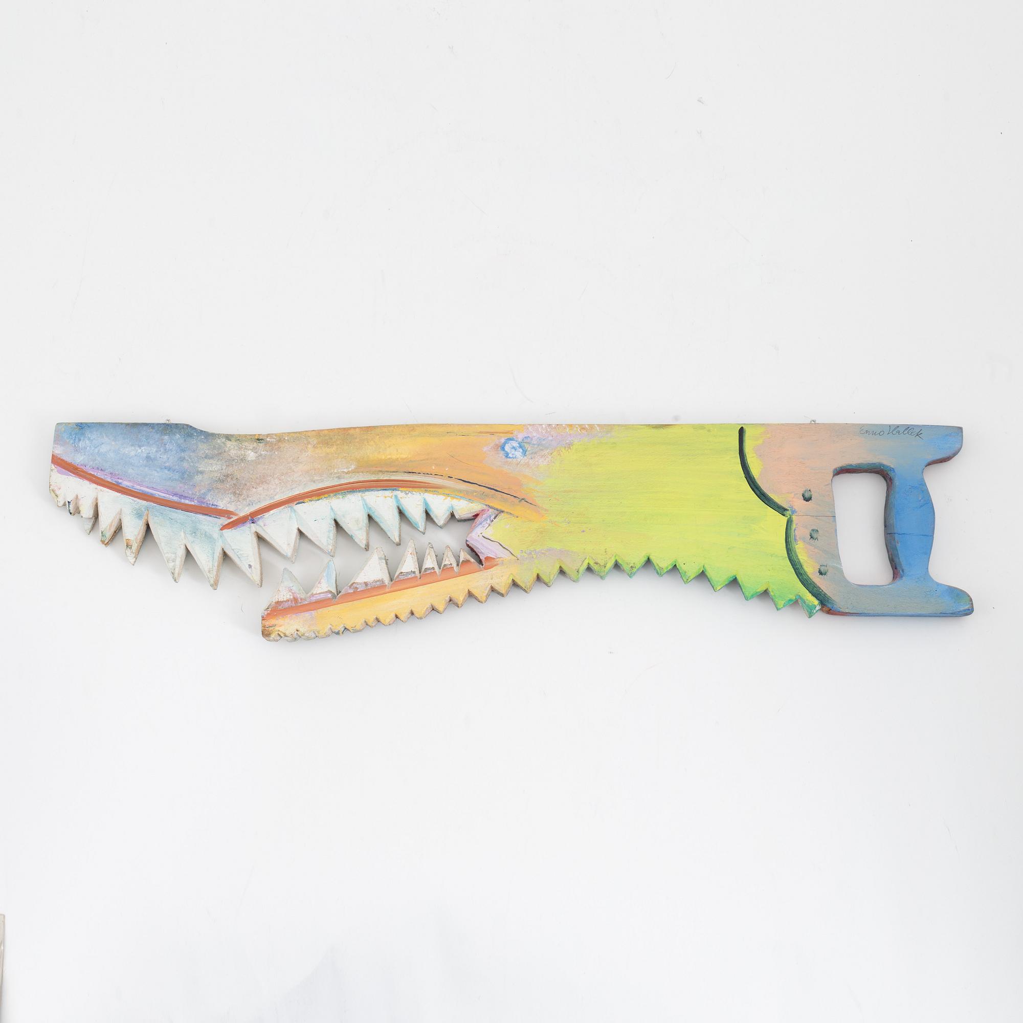 Enno Hallek, a wooden sculpture, signed.