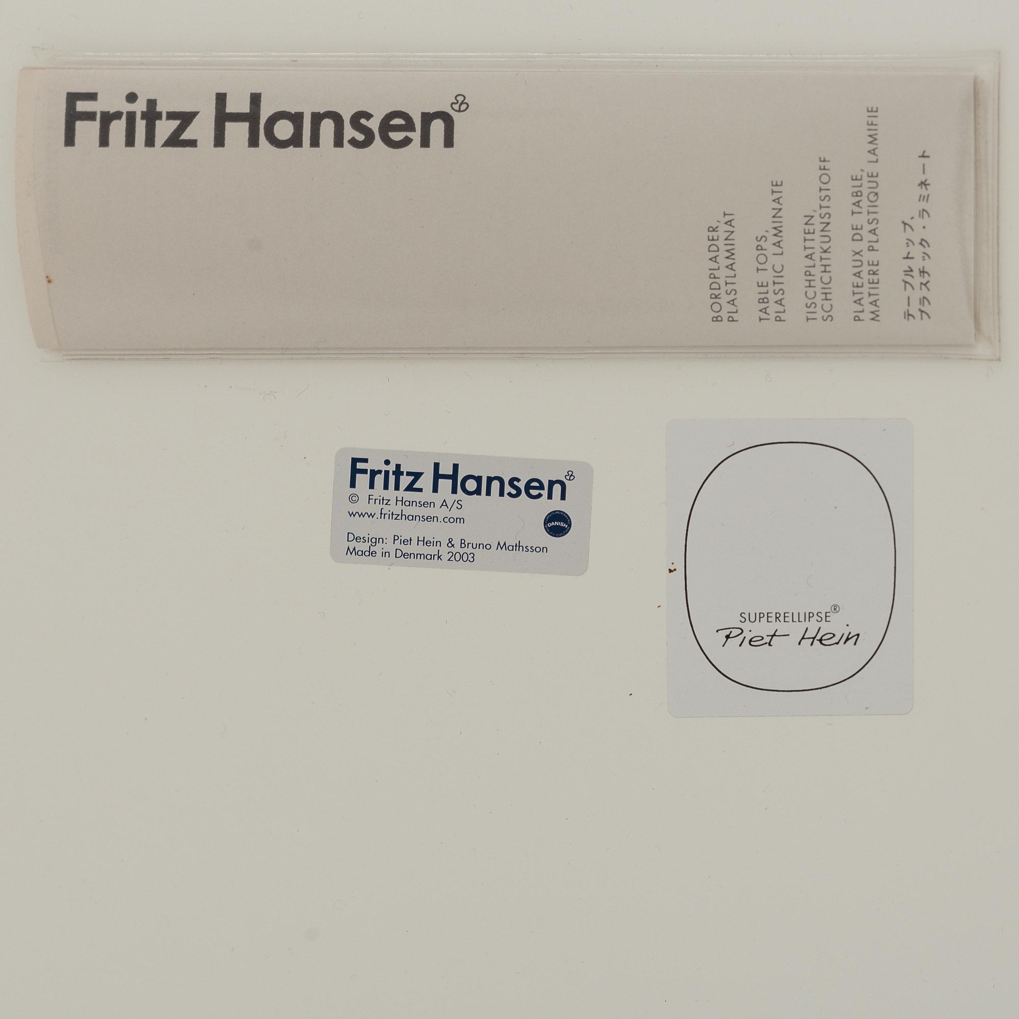 BRUNO MATHSSON & PIET HEIN, bord "Supercirkel", Fritz Hansen, daterat 2003.