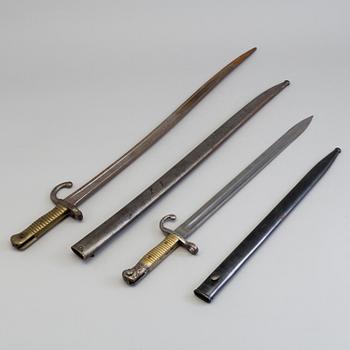 Two second half of the 19th century bayonets, one from France.
