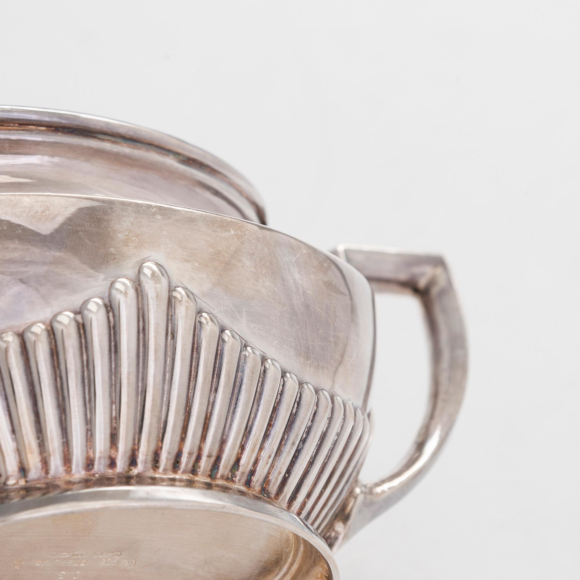 A three-piece silver coffee set, Germany 20th century, Finnish control marks stamped in 1966.