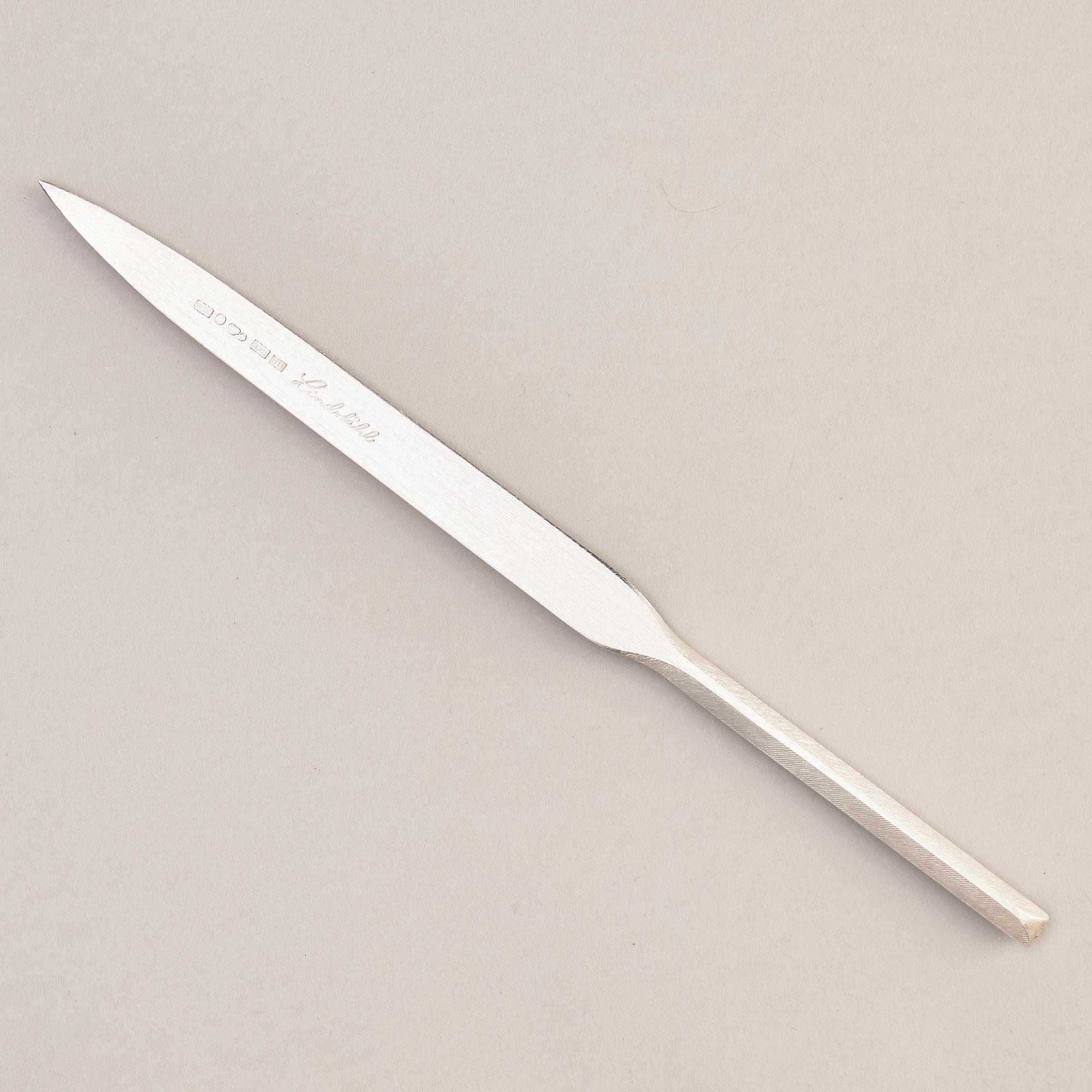 A sterling silver letter knife, mark of Rolf Lindståhl, Stockholm 2000.