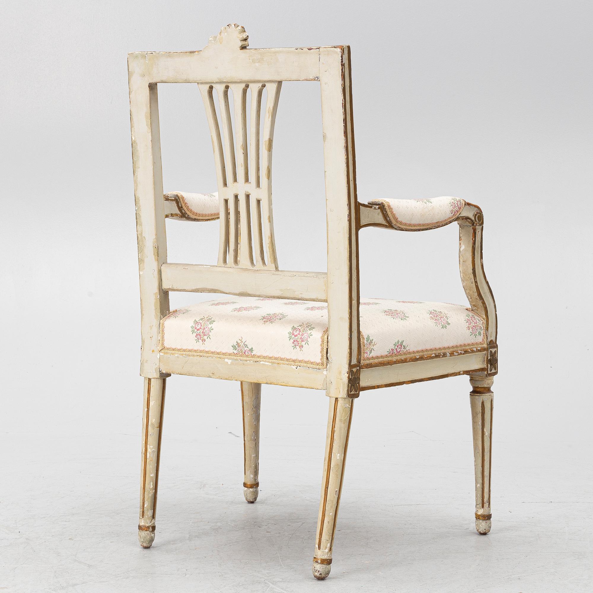A Gustavian amrchair from Lindome, Sweden, late 18th century.