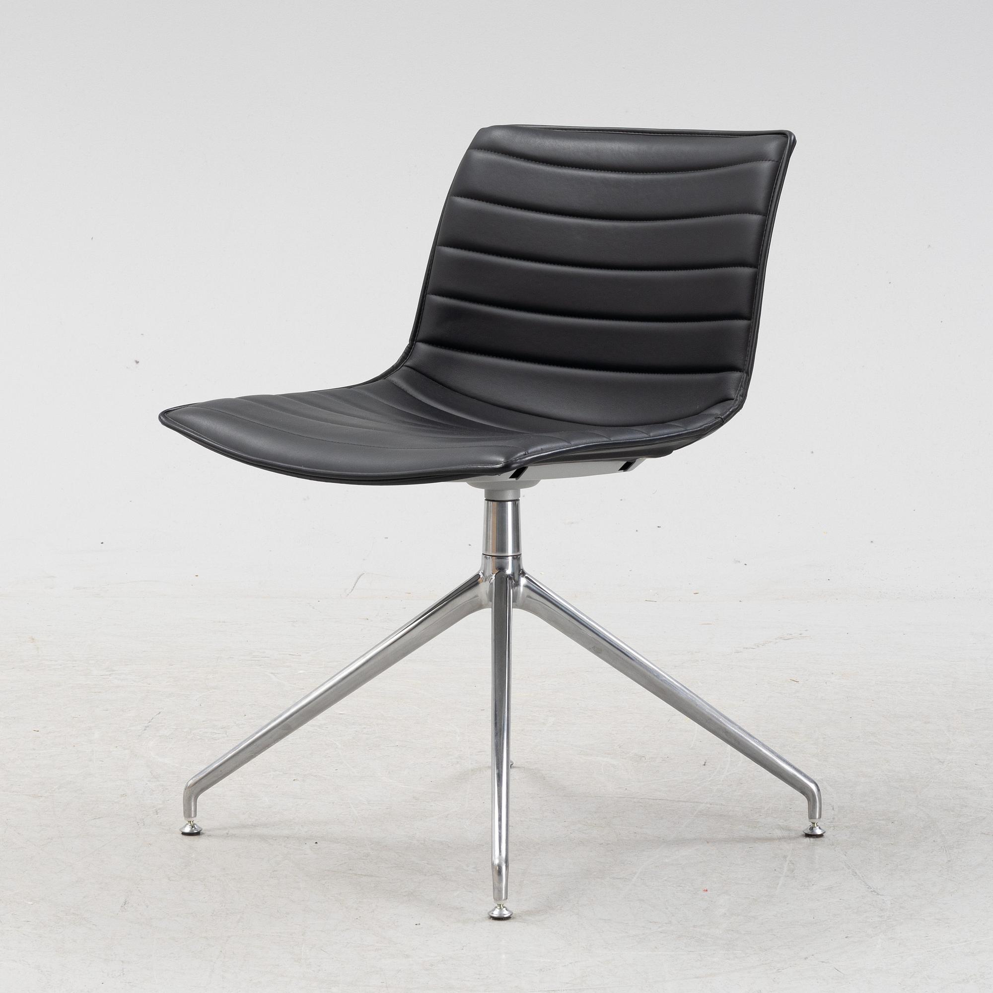 Lievore Altherr Molina, a leather and steel 'Catifa' office chair for Arper, Italy.