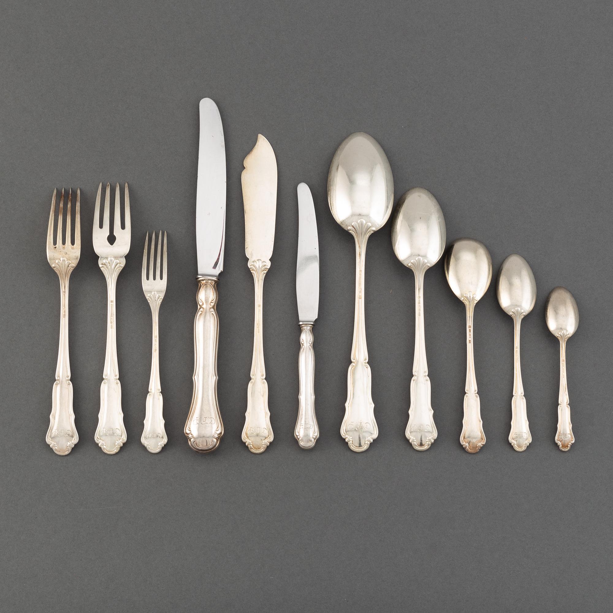 A 108 pcs silver cutlery set, including A.Nilsson, Lund, 128.