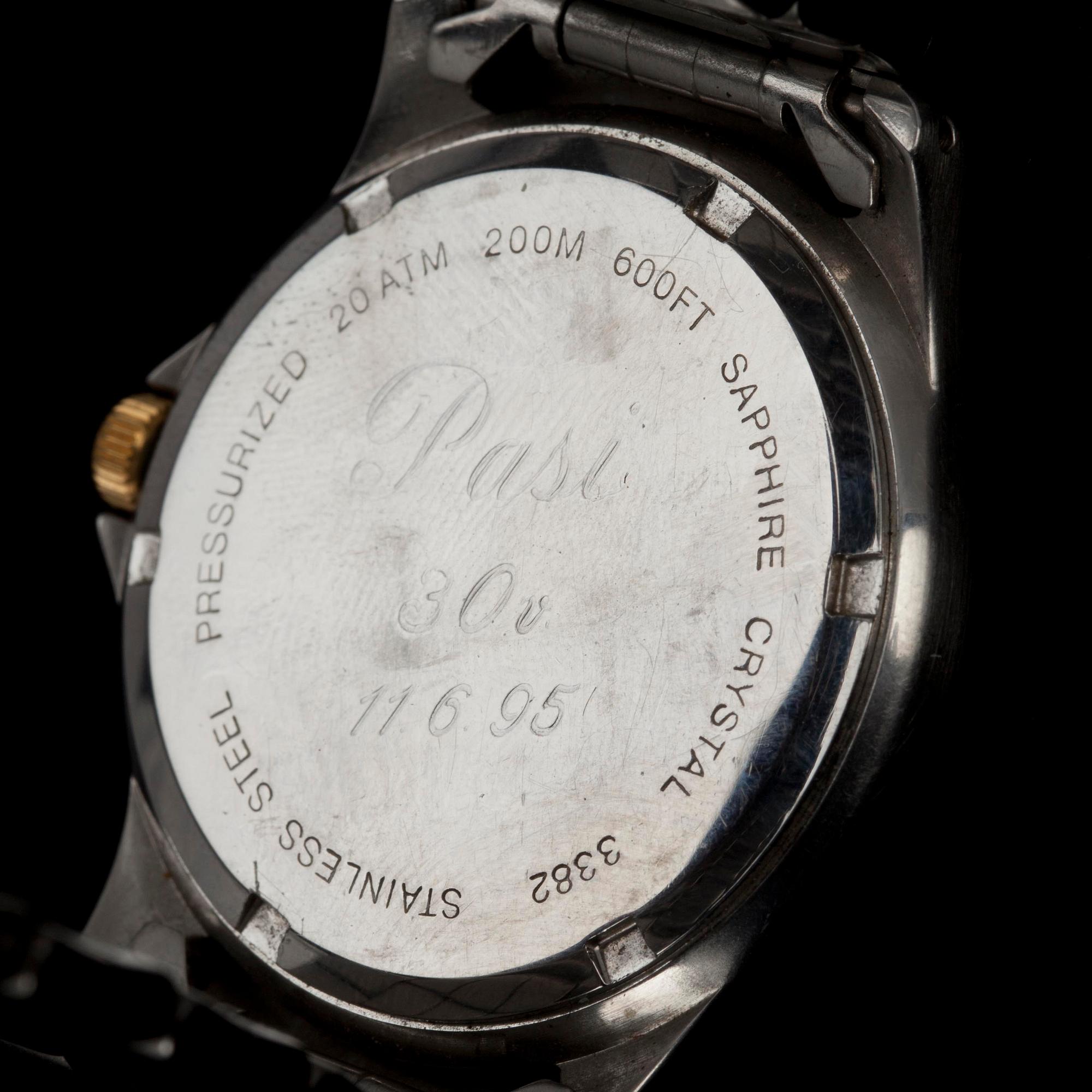 ARMBANDSUR, herr. Glycine, stål. Schweiz 1990-tal.