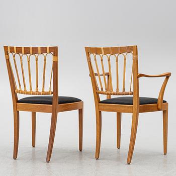 Josef Frank, a set of 8+2 dining chairs, model 1165, Svenskt Tenn, ca 1987.