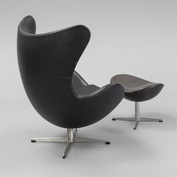 Arne Jacobsen, an 'Egg' swivel chair and ottoman, Fritz Hansen, Denmark.