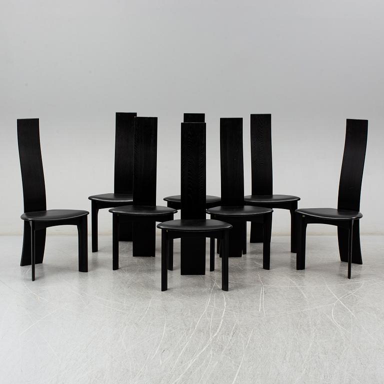 Eight chairs 'Iris' designed by Bob van den Berghe, Tranekær Furniture, Denmark, 1982.
