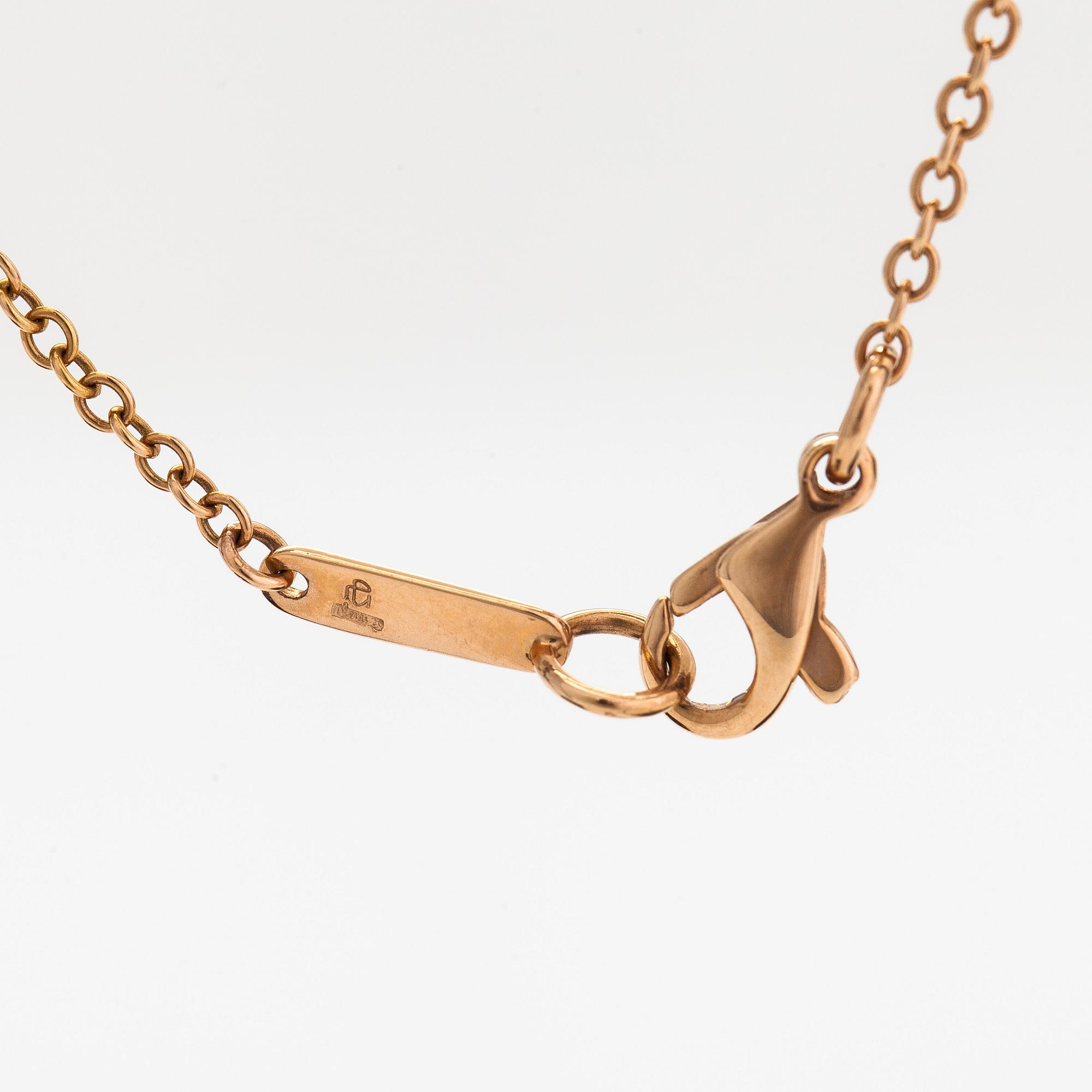 Halsband/hänge, 18K roséguld/vitguld, diamanter totalt ca 0.62 ct. Italien.