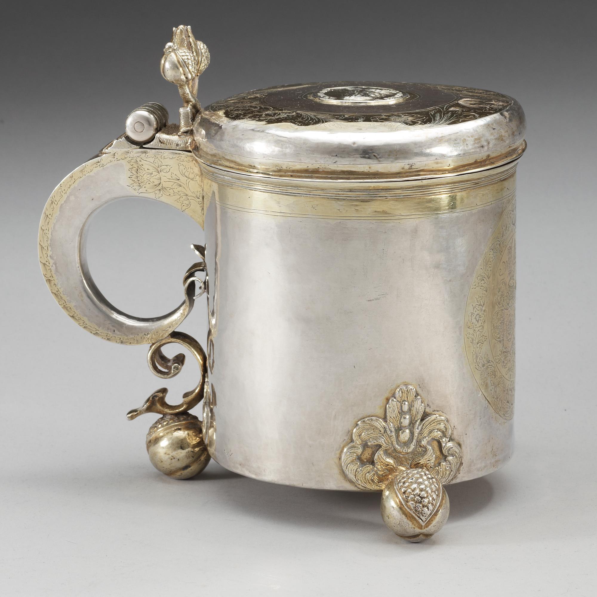 DRYCKESKANNA, av Andreas Brackfeldt, Riga (verksam 1661-1697). Barock.