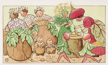 18. Elsa Beskow, Ur "Fest i potatislandet".