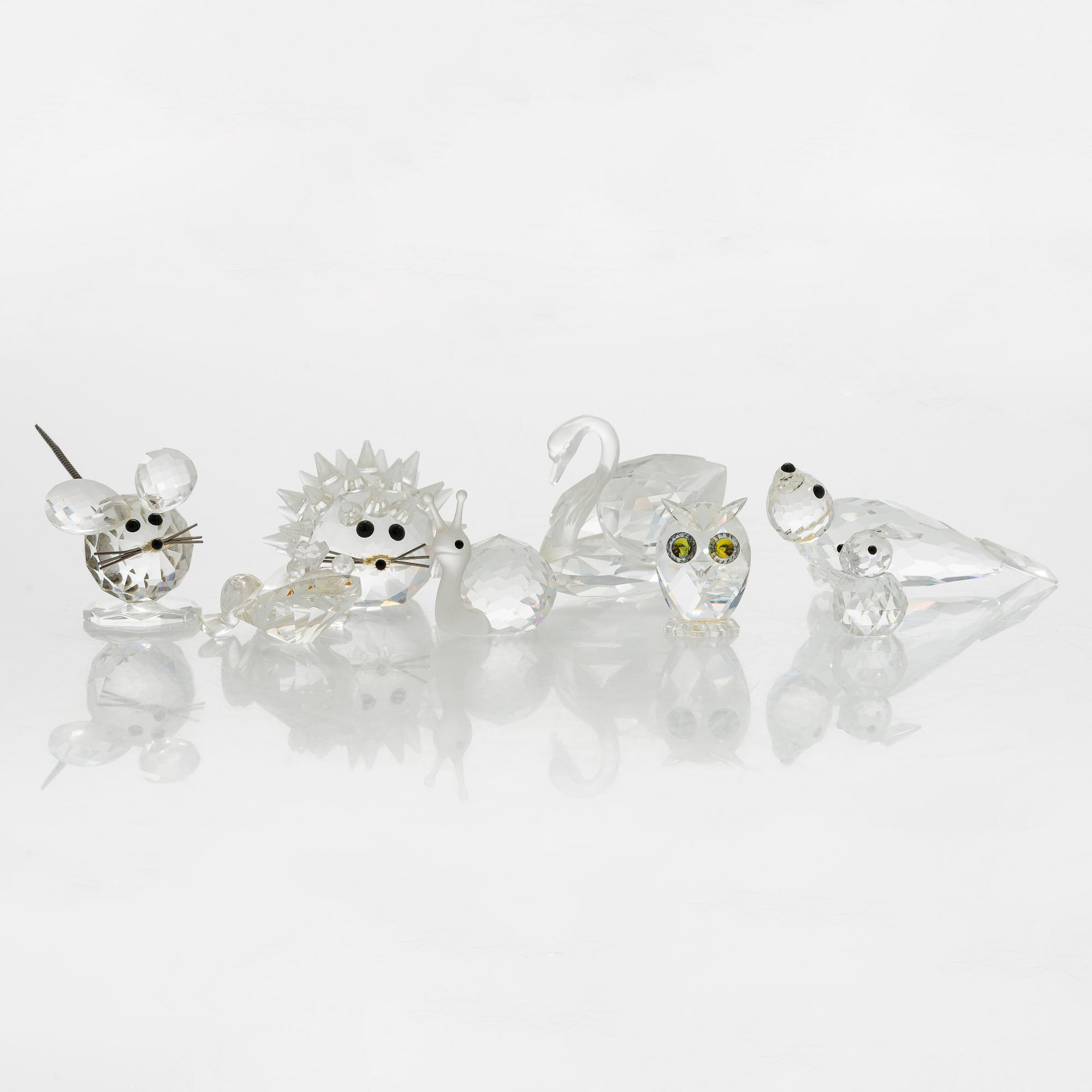 Swarovski, figuriineja, 8 kpl, lasia, 1900-luvun loppu.