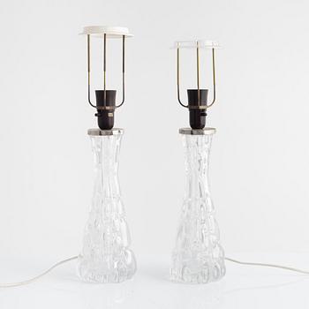 Carl Fagerlund, a pair of Orrefors Glass Table Lights.