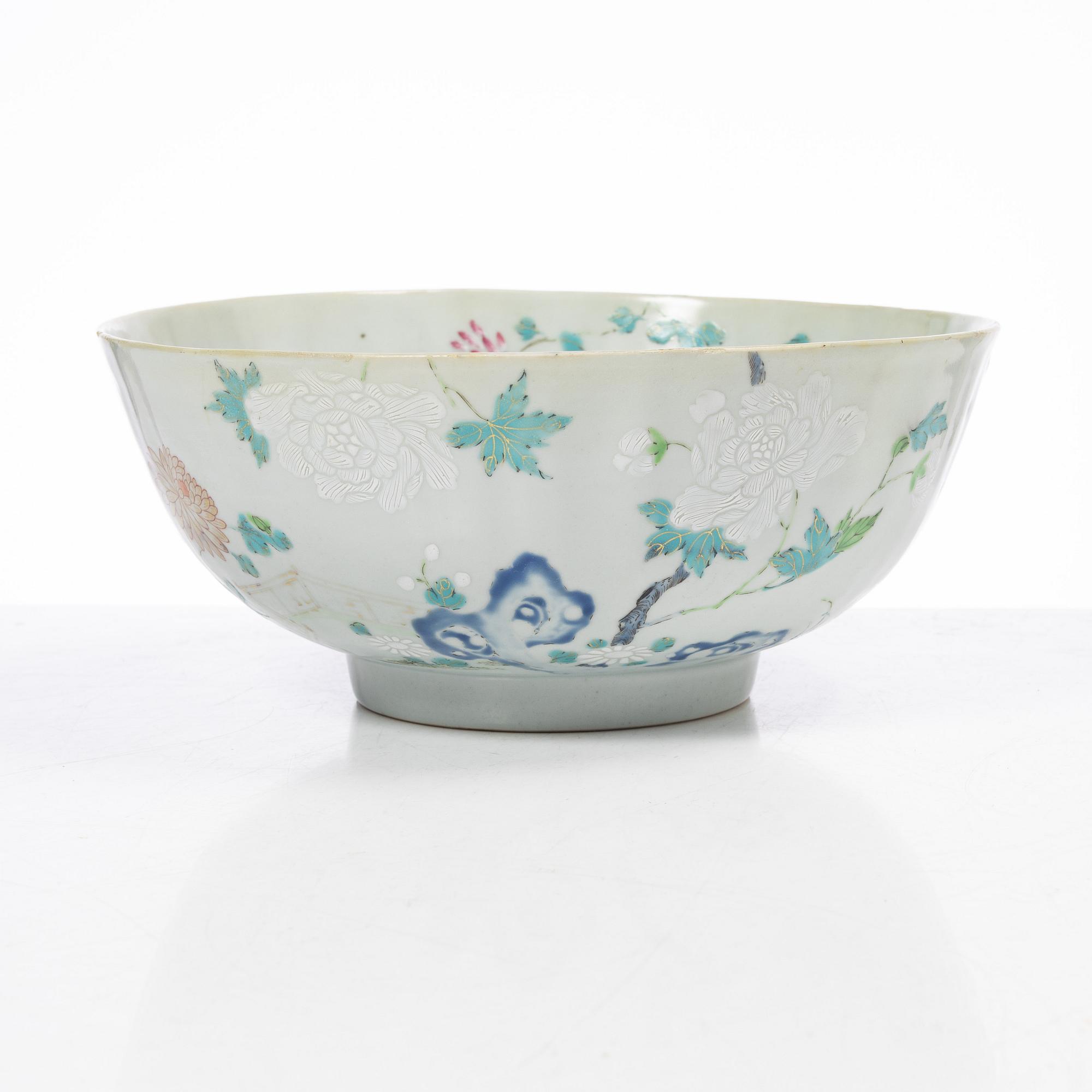 Skål samt tallrikar, ett par, porslin, Kina, Yongcheng (1723-35).